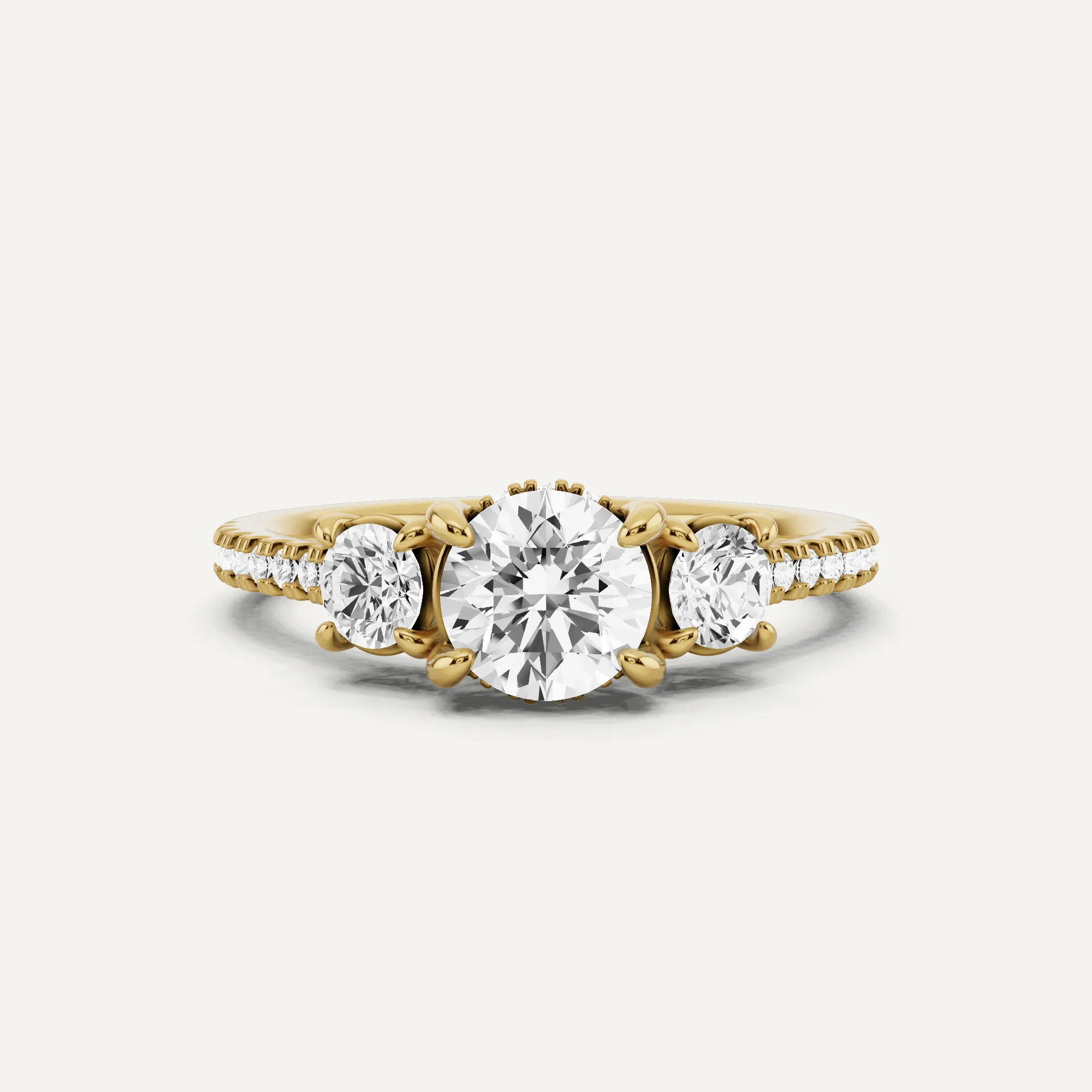 1 1/5 ctw Round Diamond Three Stone Engagement Ring with Round Side Stone