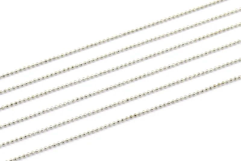 10 Meters 1mm Silver Tone Brass Faceted Ball Chain Z030