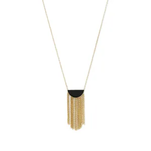 14 Karat Gold Plated Black Onyx and Fringe Necklace
