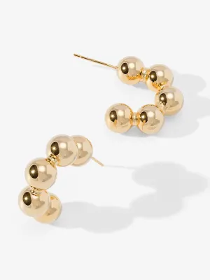 14K Gold Ball Hoop Earring