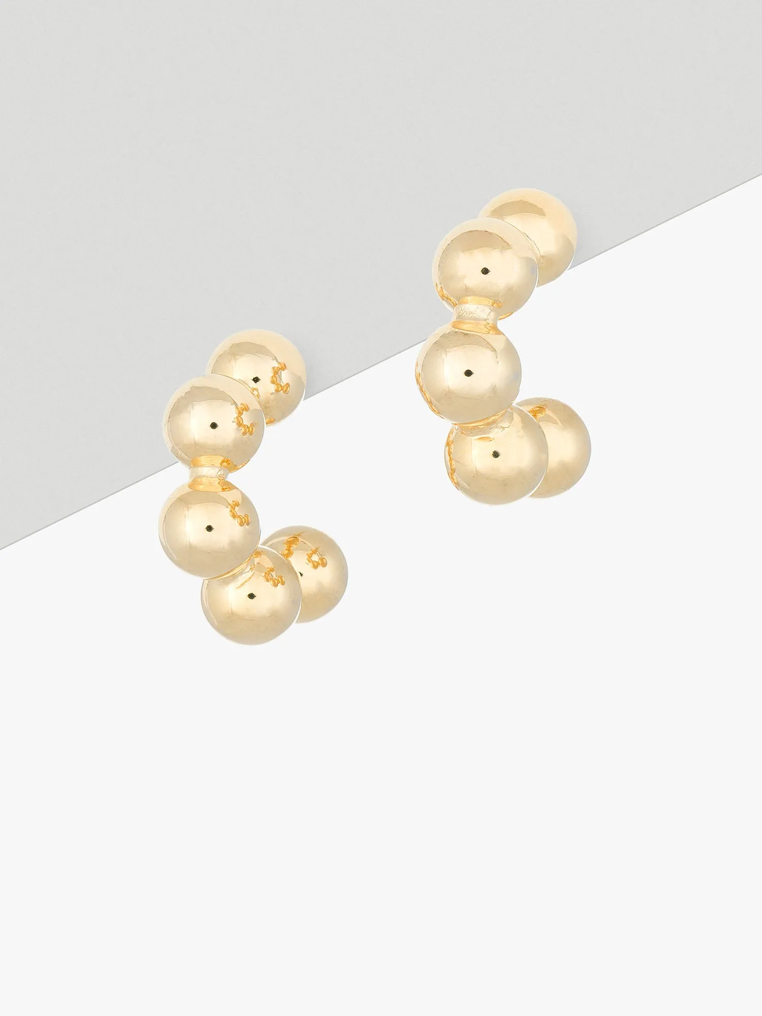 14K Gold Ball Hoop Earring