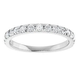 14K White Gold 0.50ctw French Pave Diamond Wedding Band