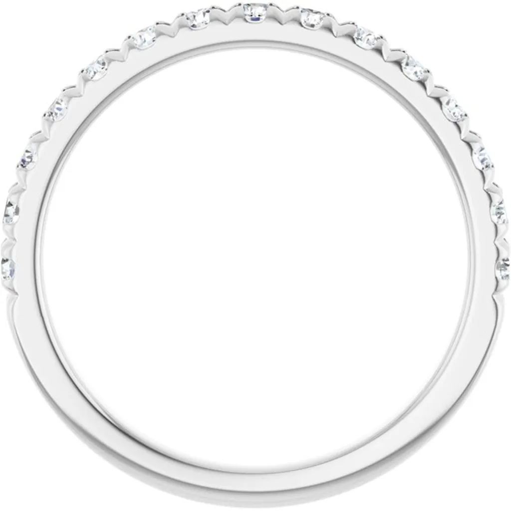 14K White Gold 0.50ctw French Pave Diamond Wedding Band