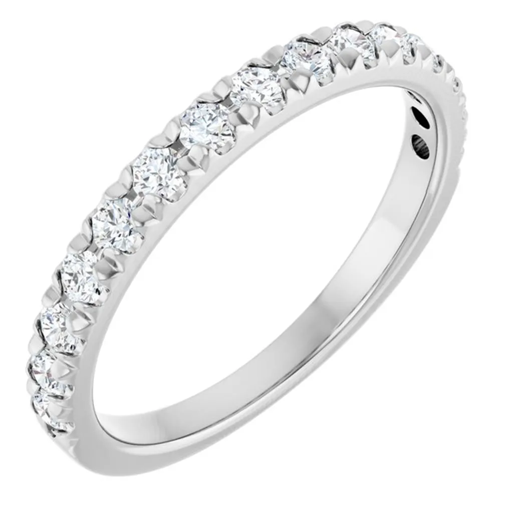 14K White Gold 0.50ctw French Pave Diamond Wedding Band