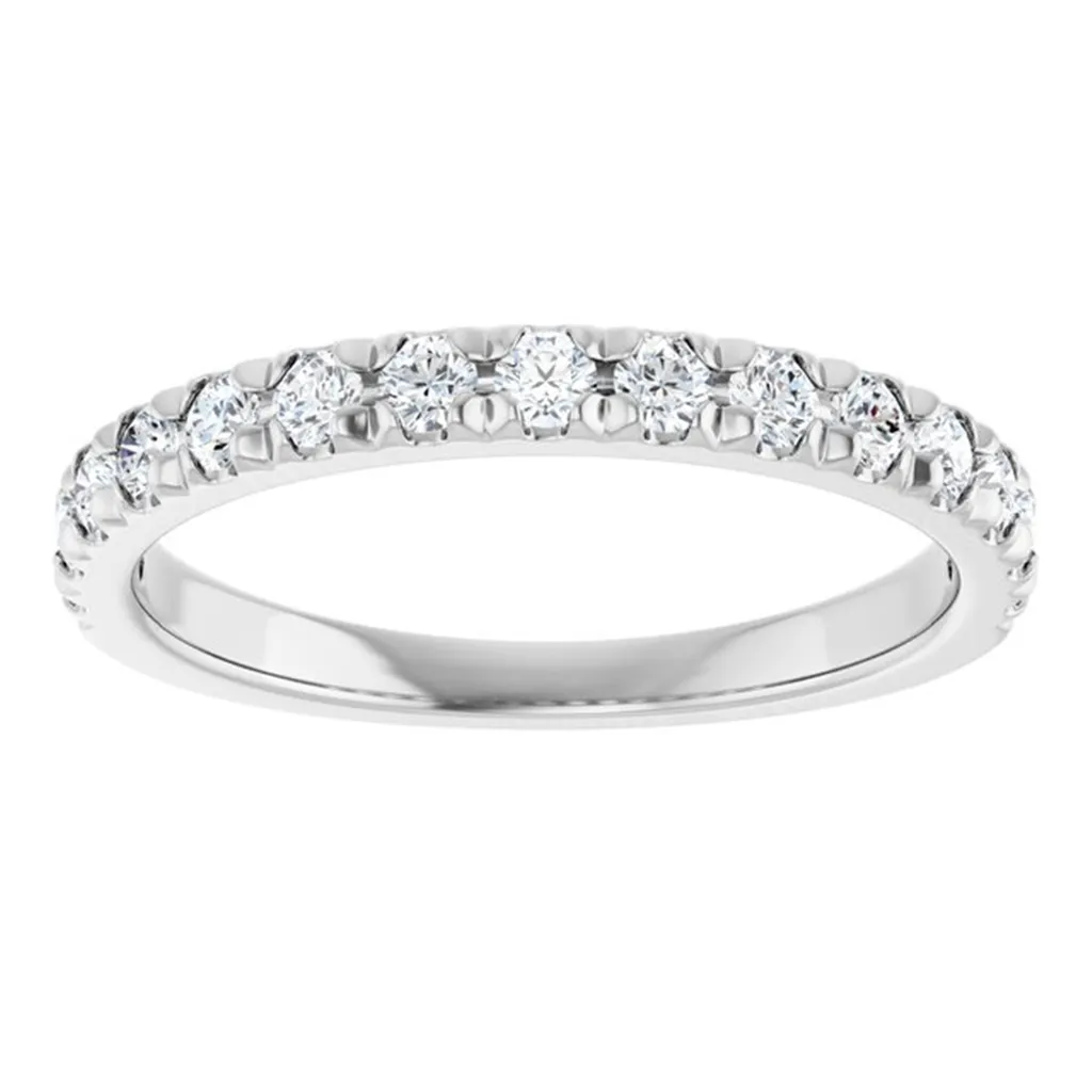 14K White Gold 0.50ctw French Pave Diamond Wedding Band
