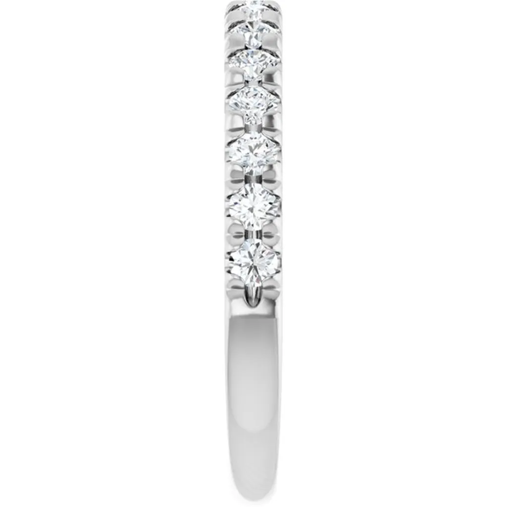 14K White Gold 0.50ctw French Pave Diamond Wedding Band