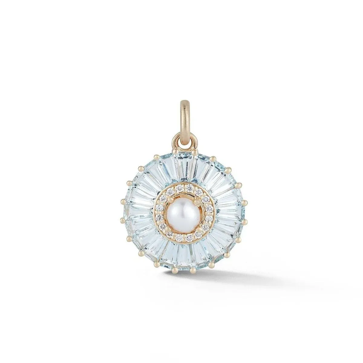 14KY Gold Aquamarine Diamond and Pearl Emily Charm