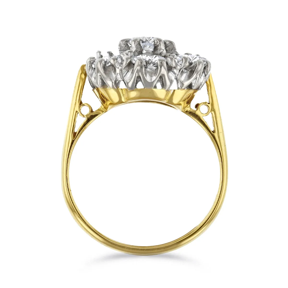 1.82ct Brilliant Cut Diamond Cluster Ring | Pre-Loved | 18K Yellow Gold