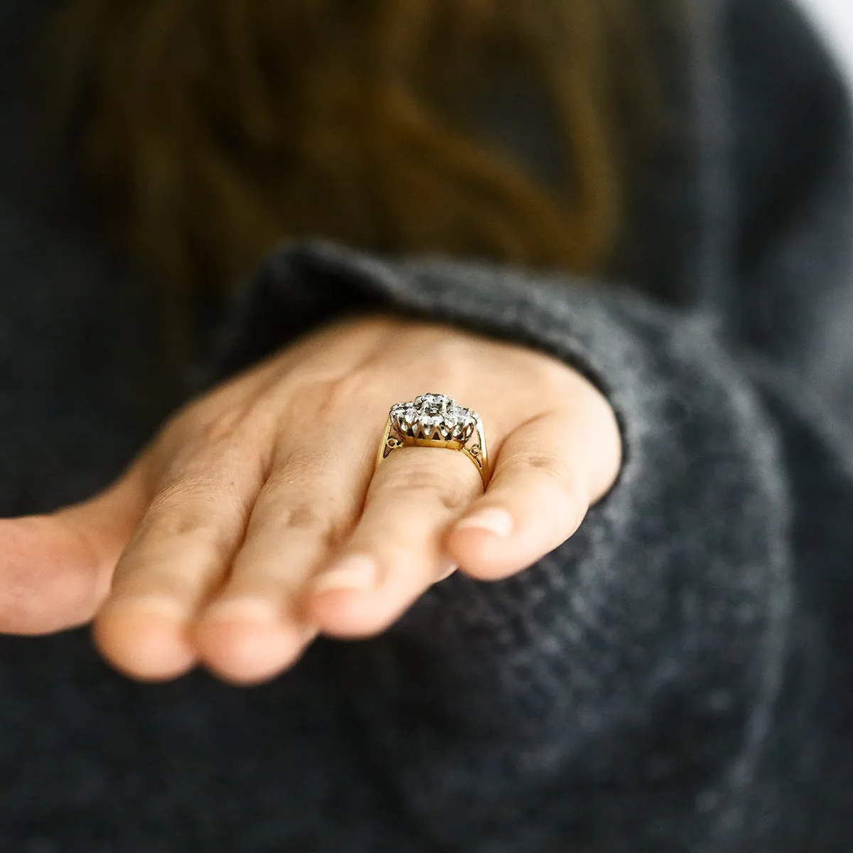 1.82ct Brilliant Cut Diamond Cluster Ring | Pre-Loved | 18K Yellow Gold