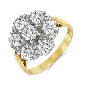 1.82ct Brilliant Cut Diamond Cluster Ring | Pre-Loved | 18K Yellow Gold
