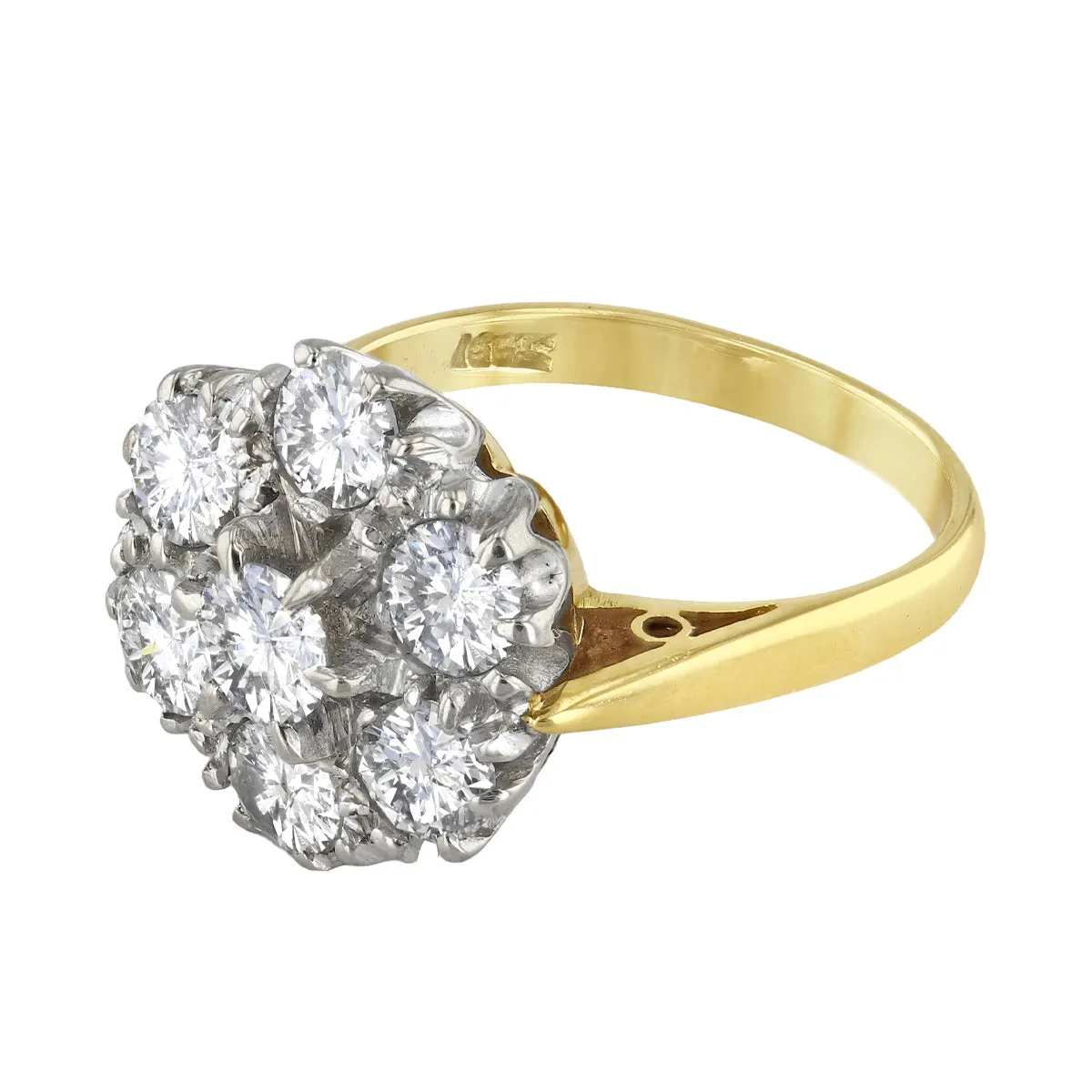 1.82ct Brilliant Cut Diamond Cluster Ring | Pre-Loved | 18K Yellow Gold