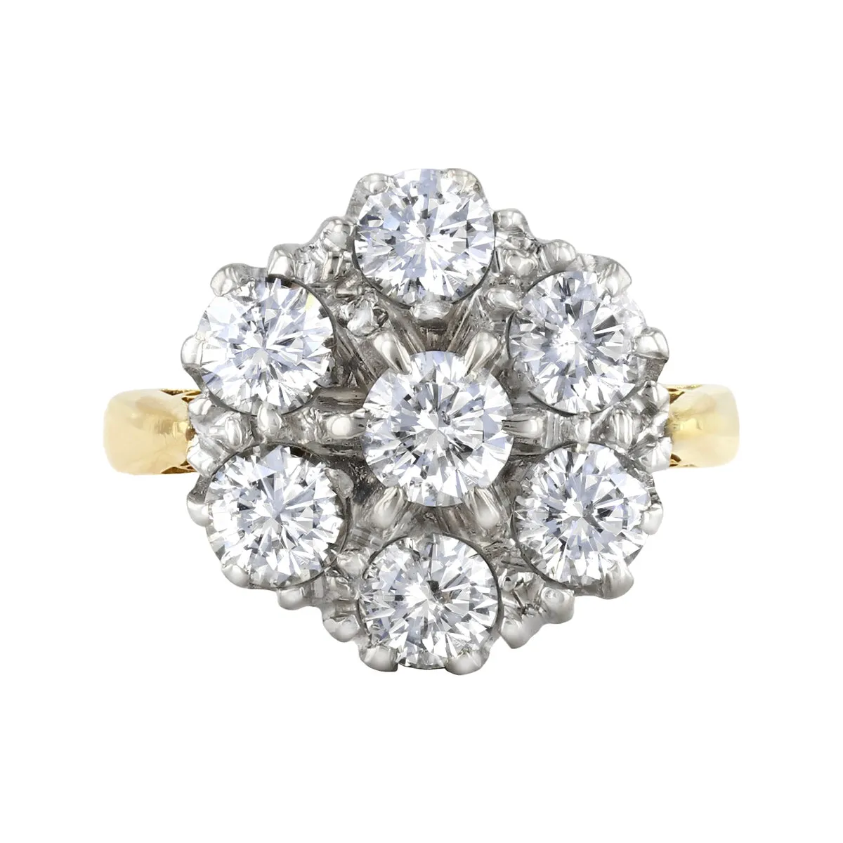 1.82ct Brilliant Cut Diamond Cluster Ring | Pre-Loved | 18K Yellow Gold