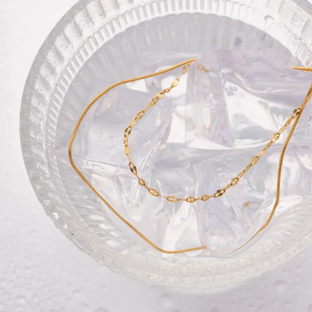 18K Gold Plated Double Layered Snake Bone Chain Necklace for Women