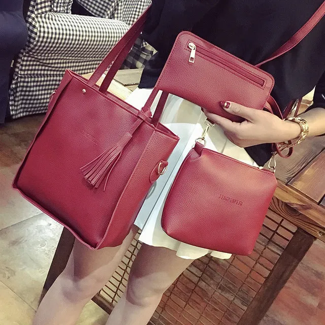 3 Pcs PU Leather Handbags Female Bag bolsa luxury crossbody bolsas clutches sac designer cross messenger mini famous femme purse