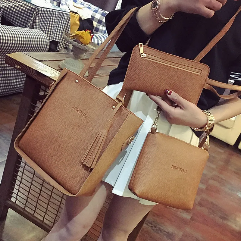 3 Pcs PU Leather Handbags Female Bag bolsa luxury crossbody bolsas clutches sac designer cross messenger mini famous femme purse