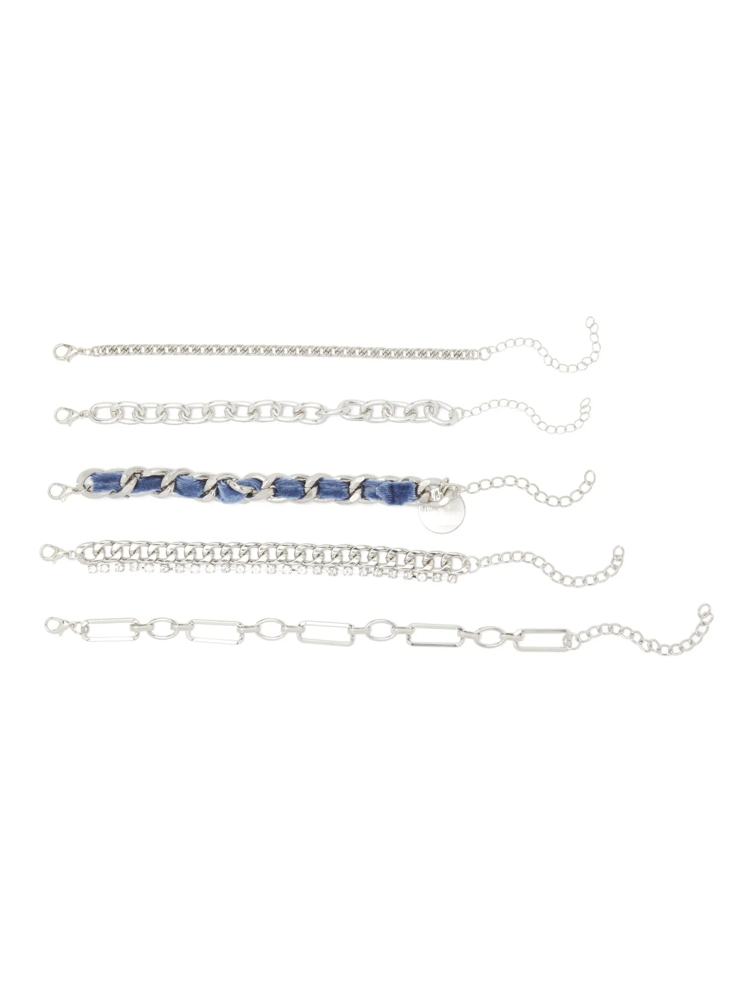 5-Piece Silver-Tone and Blue Bracelets Set