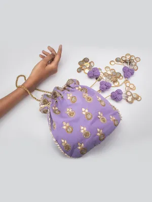 Adah Purple Embroidered Potli Bag