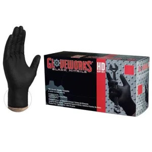 AMMEX® Gloveworks® HD Black Nitrile Powder Free Industrial Gloves