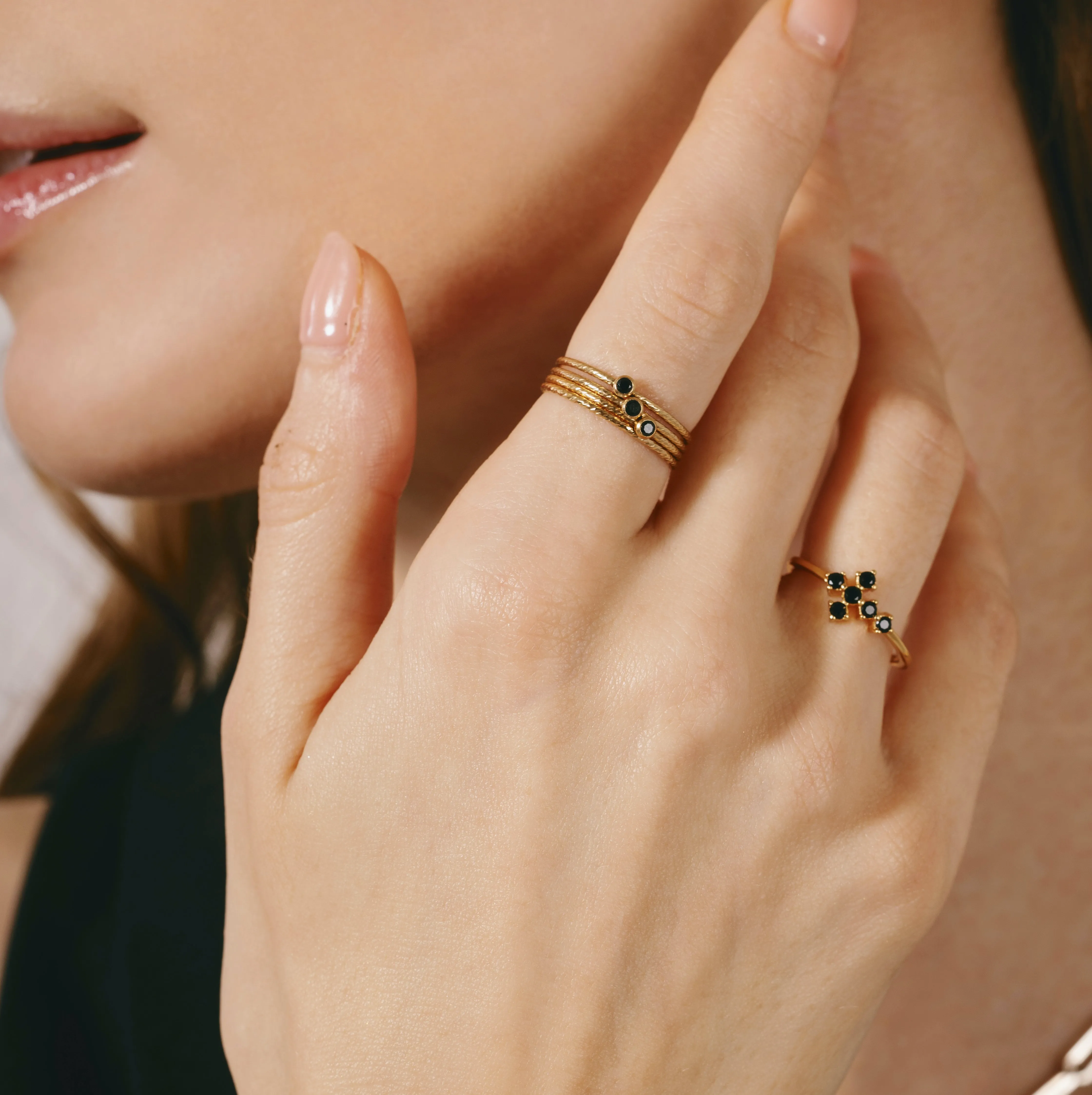 Baby Black Sparkle Ring