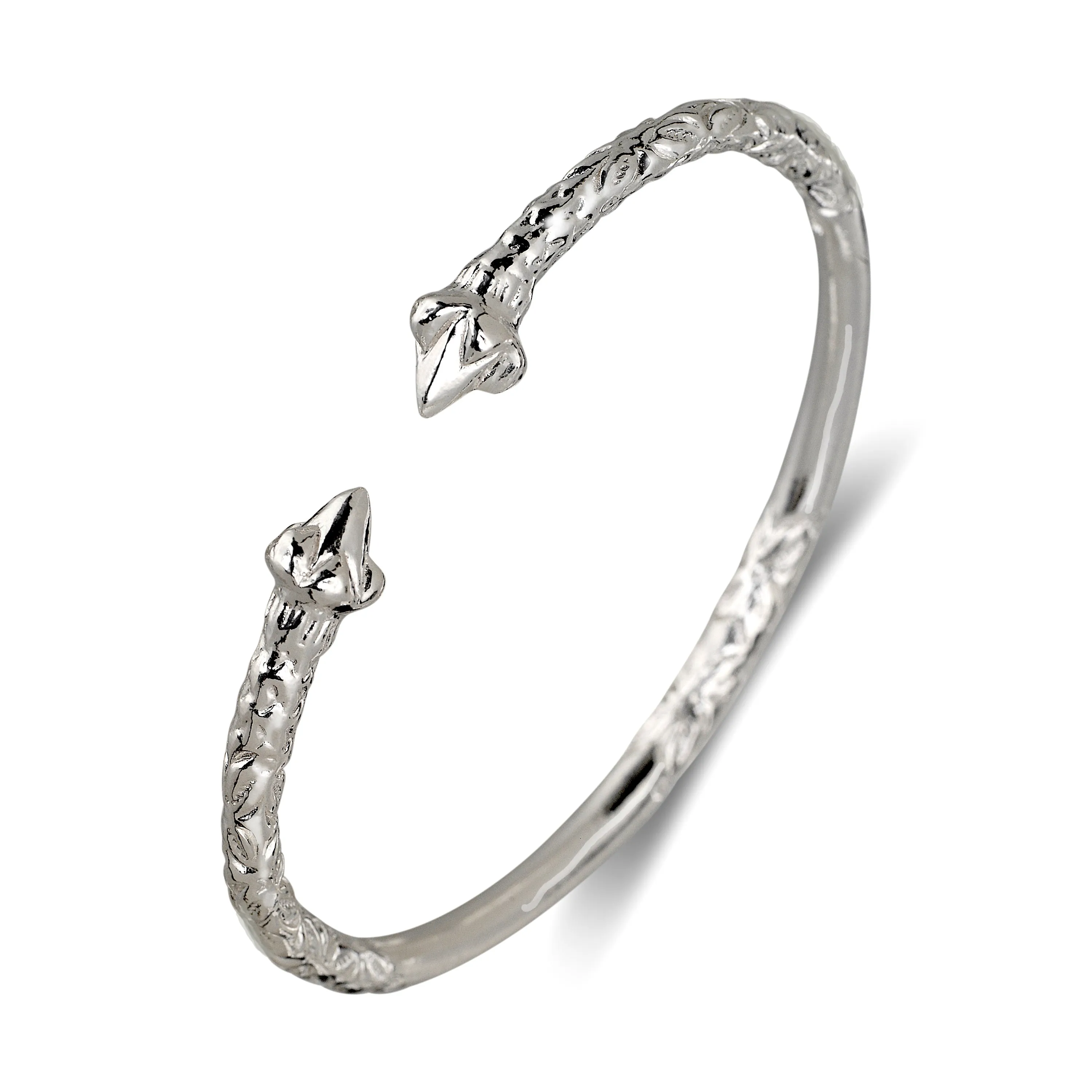 Better Jewelry, Pointy Ends Taj Mahal .925 Sterling Silver West Indian Bangles (Made in USA), 1 pair