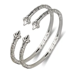 Better Jewelry, Pointy Ends Taj Mahal .925 Sterling Silver West Indian Bangles (Made in USA), 1 pair