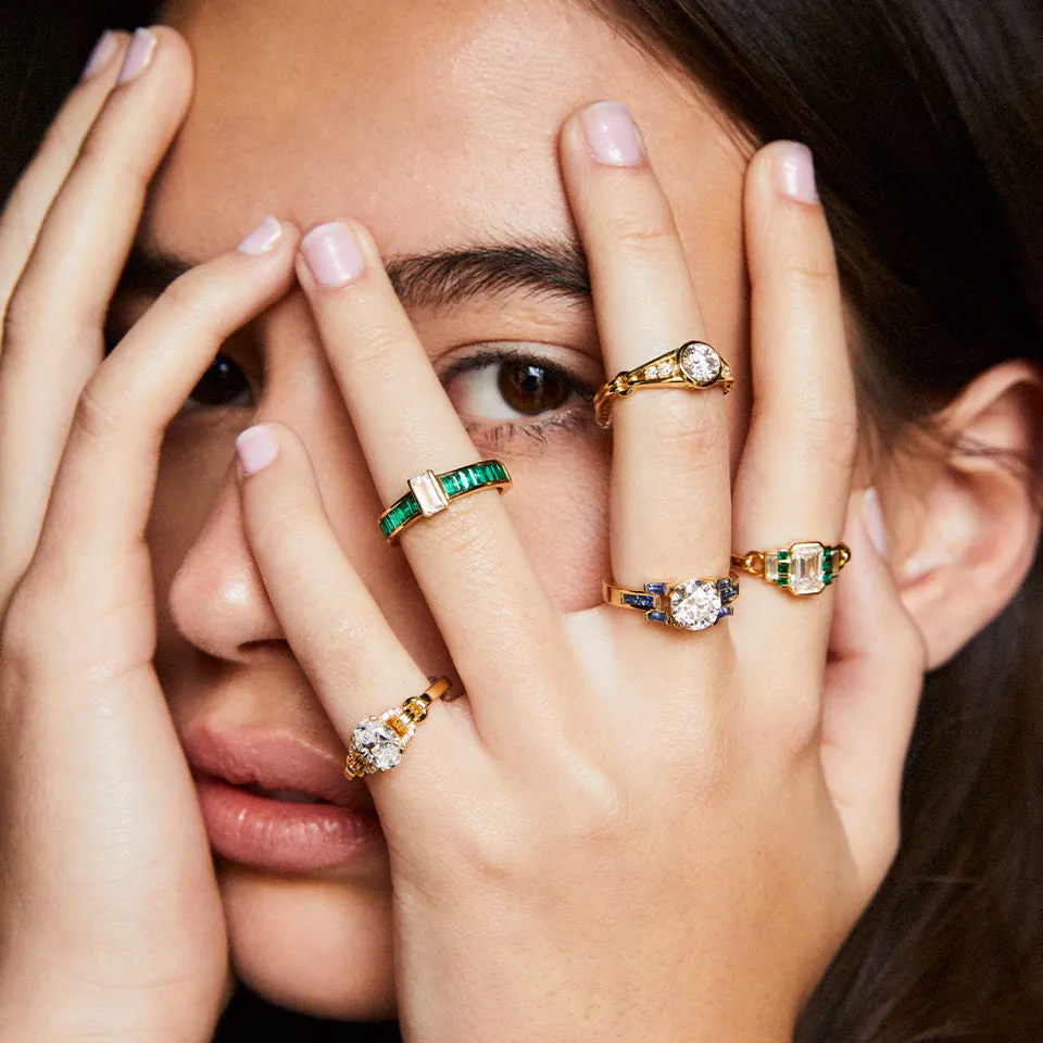 Bezel Set Brilliant Cut Ring with Double Ridged Band