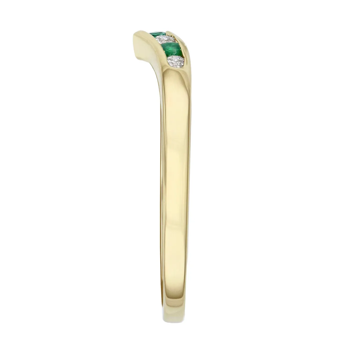 Bijou Collection 0.06ct Emerald and Diamond Wishbone Ring | 9K Yellow Gold