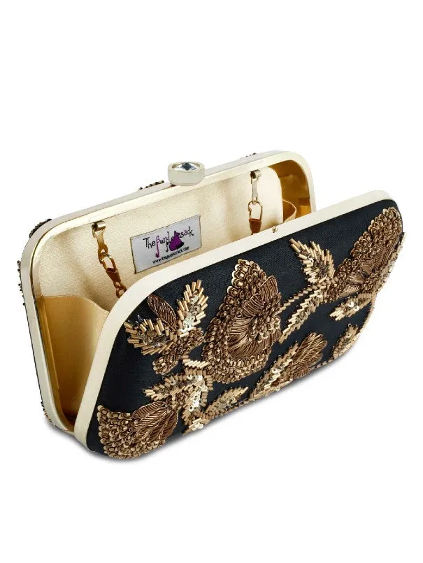 Black Is Black Zardosi Clutch Bag