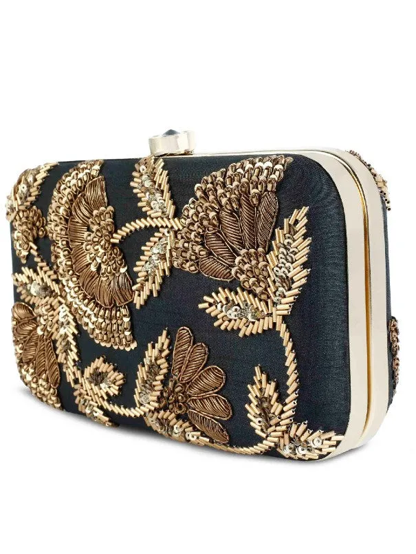 Black Is Black Zardosi Clutch Bag