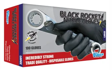 BLACK ROCKET NITRILE  GLOVES SIZE LARGE