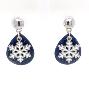 Blue & White Dangle Earrings With Holiday Detail Medium