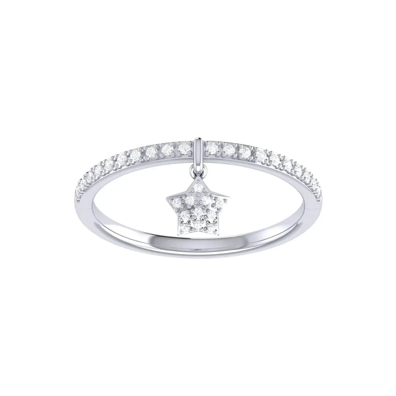 Celestial Sparkle Diamond Charm Ring in 925 Sterling Silver
