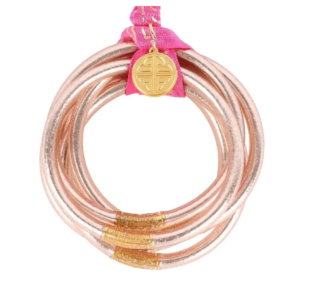 Champagne All Weather Bangles (Set of 6) - Serenity Prayer MEDIUM