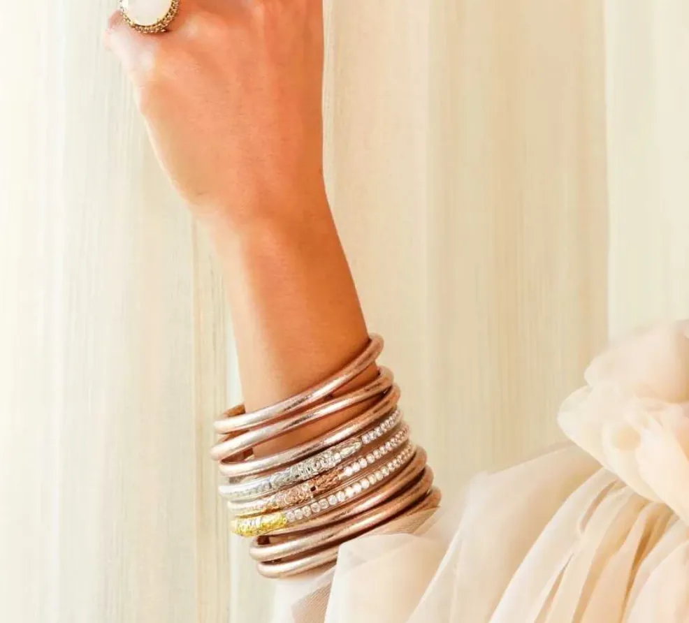 Champagne All Weather Bangles (Set of 6) - Serenity Prayer MEDIUM
