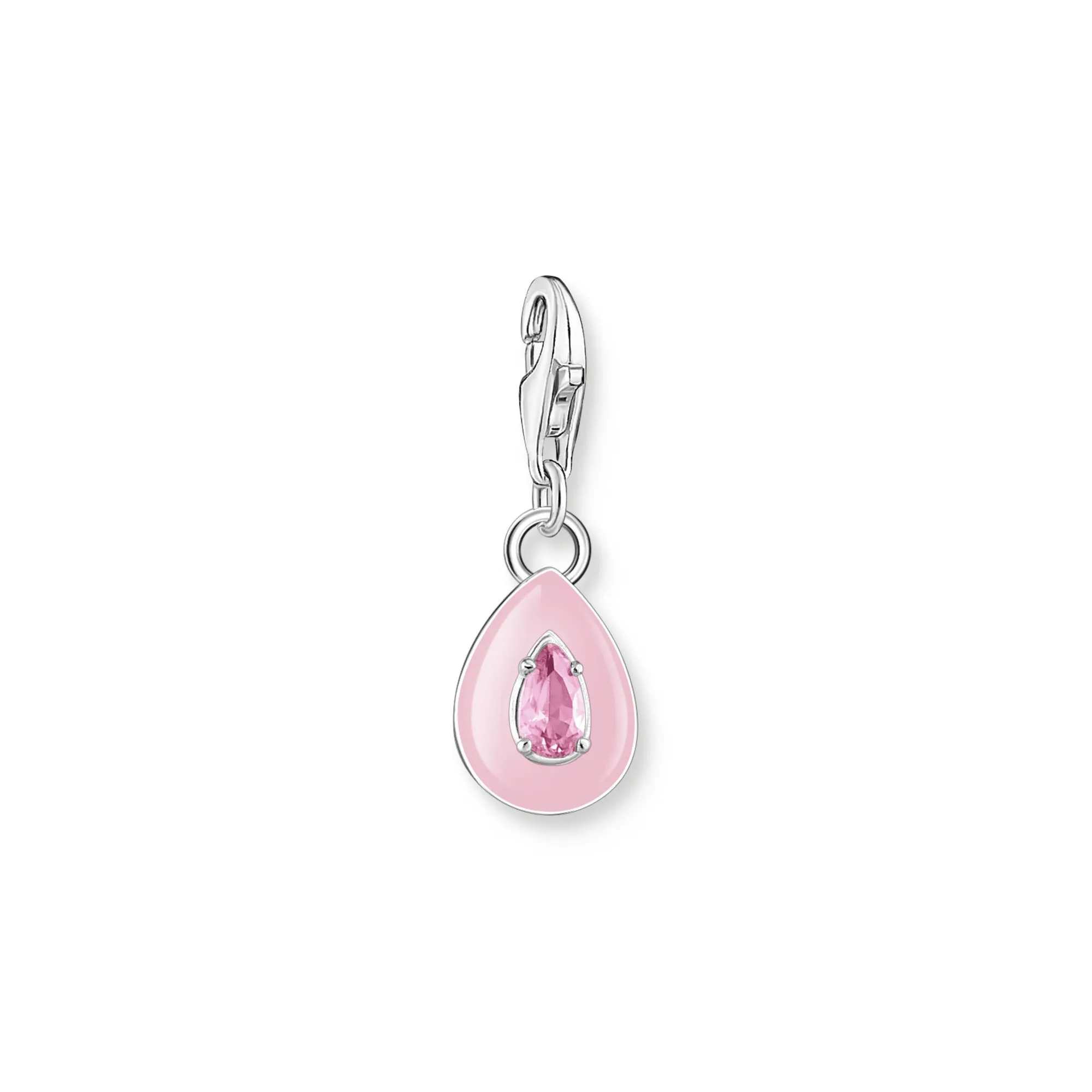 Charm pendant pink drop silver