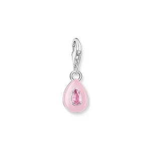 Charm pendant pink drop silver