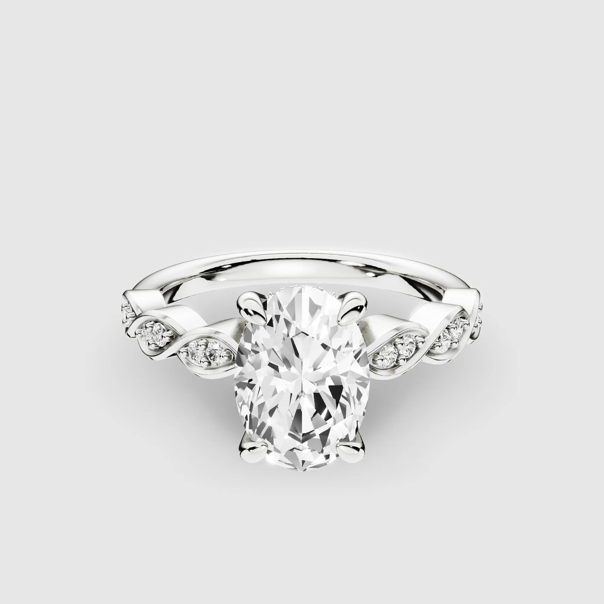 Classic Halo Solitaire Ring-Oval