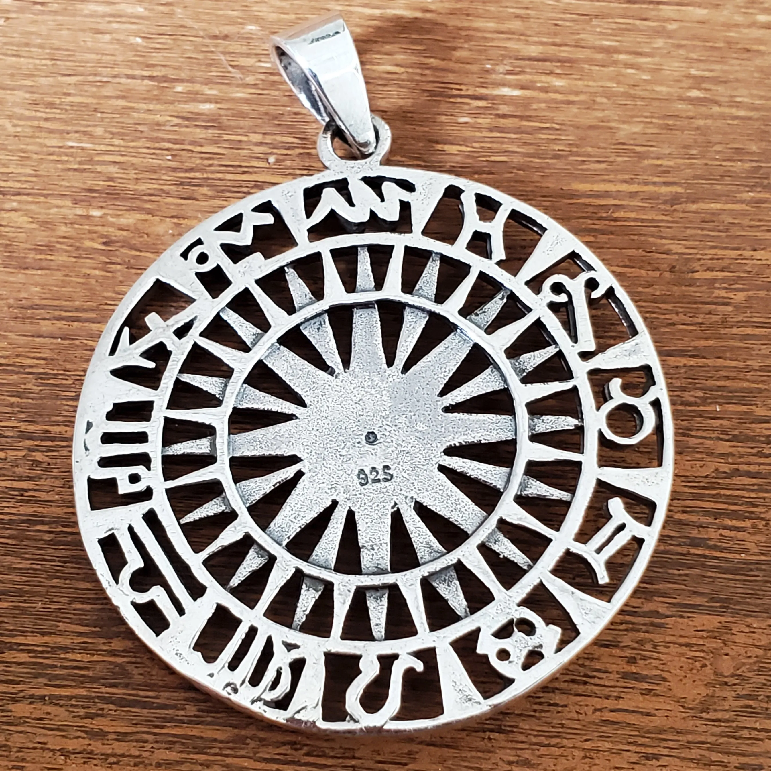 Compass Rose Zodiac Charm .925 Sterling Silver Pendant