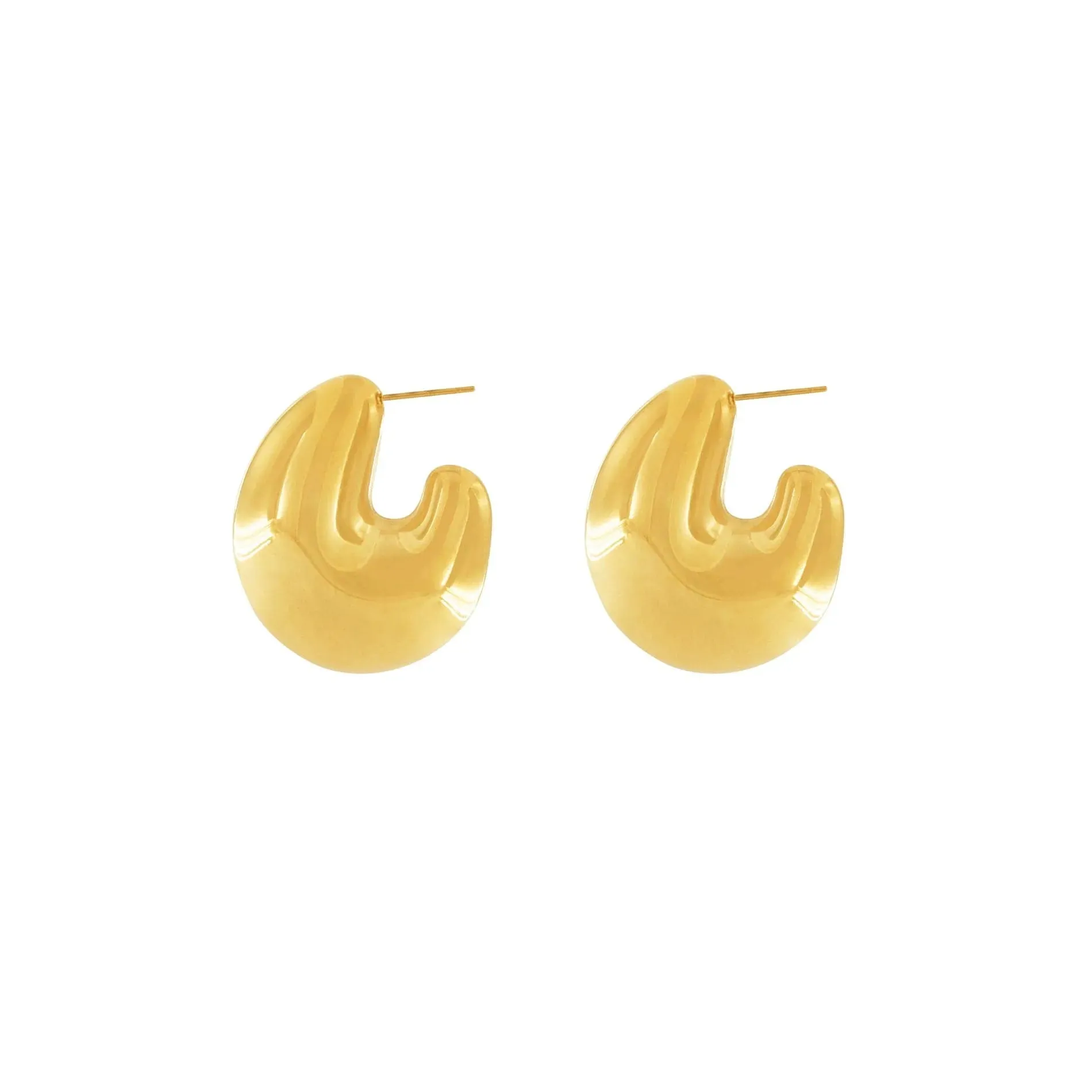 Courage Waterproof Ellipse Statement Earring 18K Gold Plating