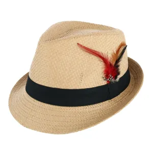 CTM® Westend Men's Vented Fedora Trilby Hat with Feather