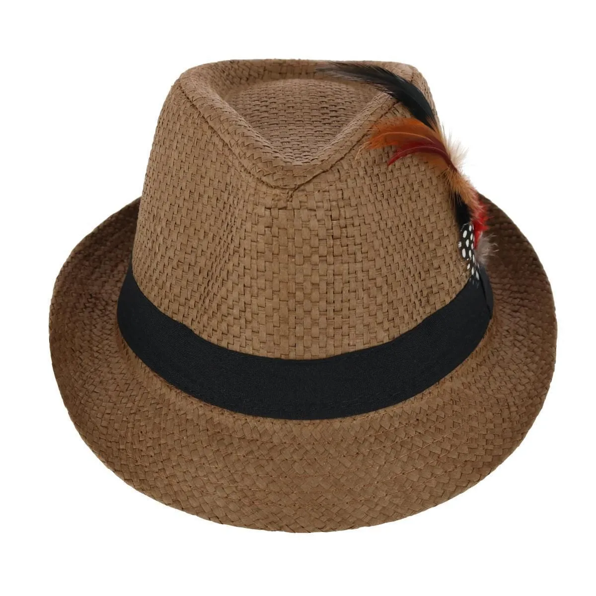 CTM® Westend Men's Vented Fedora Trilby Hat with Feather