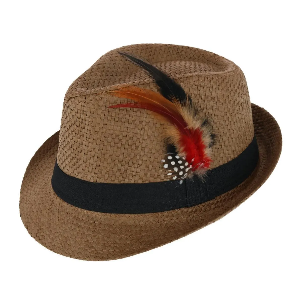 CTM® Westend Men's Vented Fedora Trilby Hat with Feather