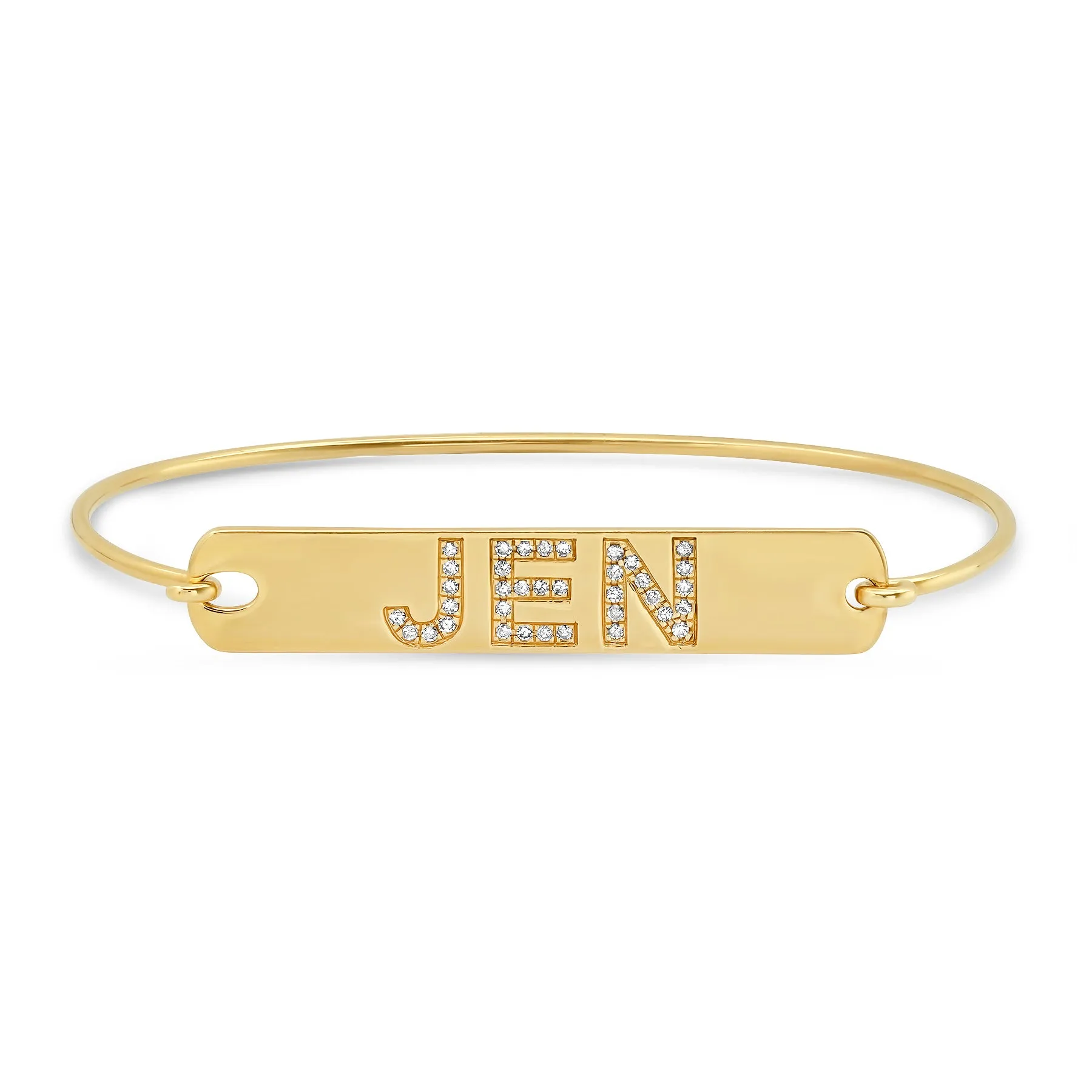 CUSTOM DIAMOND LETTER TAG BRACELET, GOLD