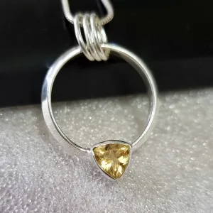 Designer Round Sterling Silver Citrine Pendant, P2CIT