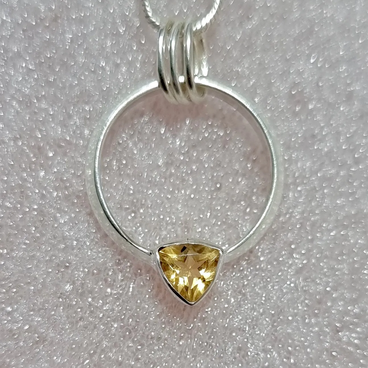 Designer Round Sterling Silver Citrine Pendant, P2CIT