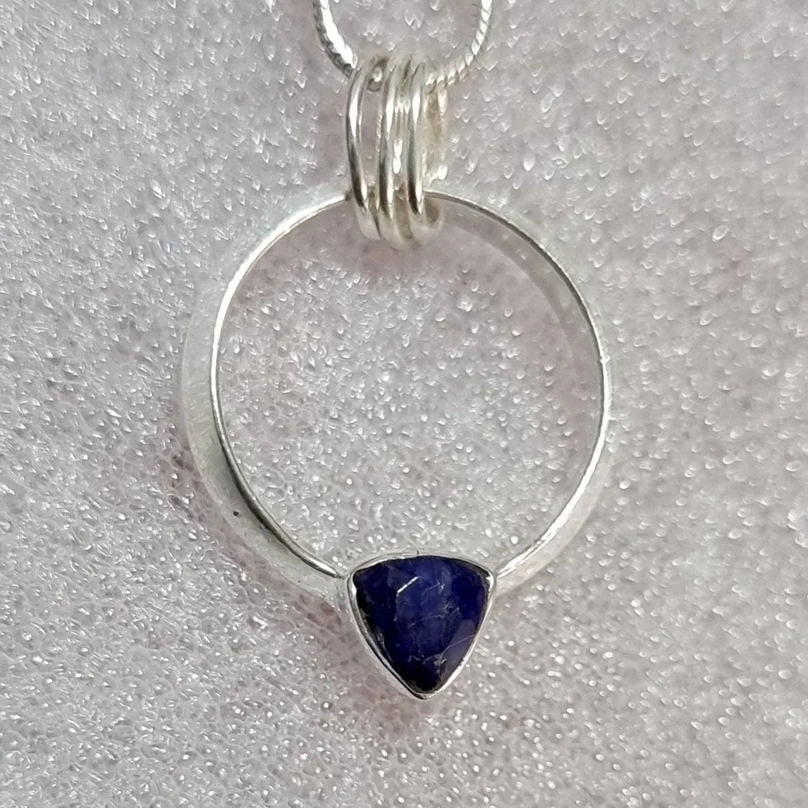 Designer Round Sterling Silver Sapphire Pendant, P2S