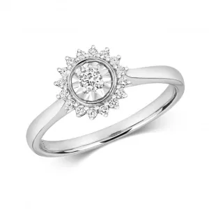Diamond Jewellery 9ct Illusion Solitaire White Gold Rings RD663W