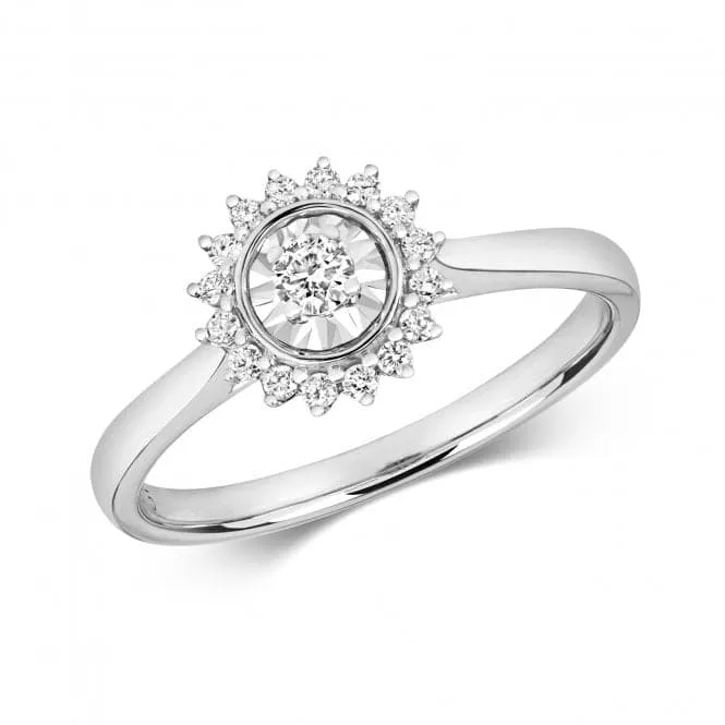 Diamond Jewellery 9ct Illusion Solitaire White Gold Rings RD663W