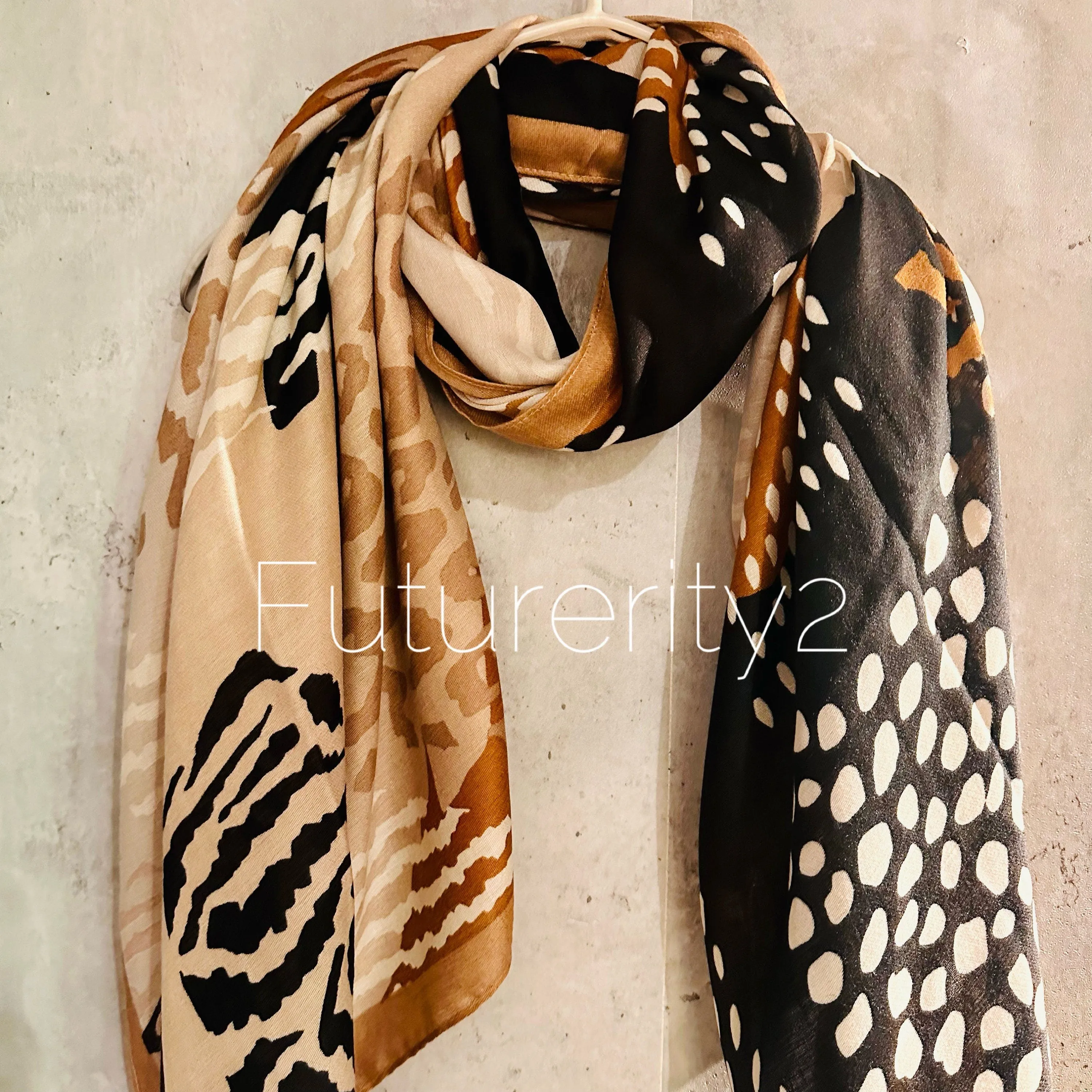 ECO Friendly African Animals Skin Texture Organic Cotton Blend Scarf In Brown,Spring Summer Autumn Scarf