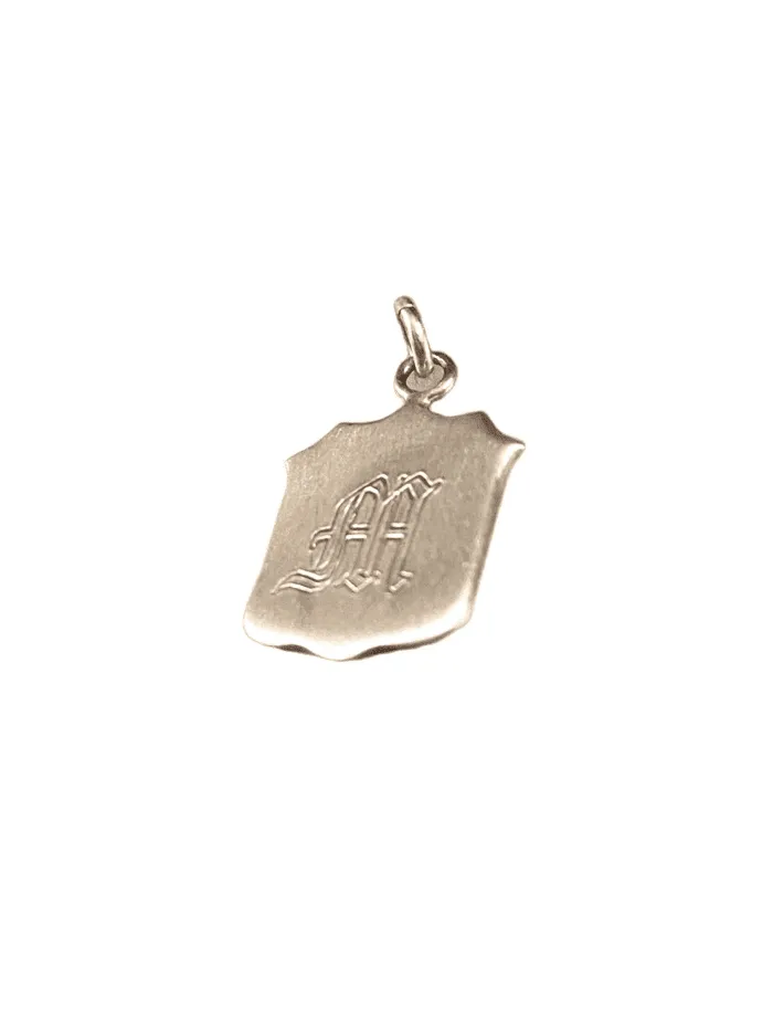 Engraved Scallop Edge Shield 'M' Initial